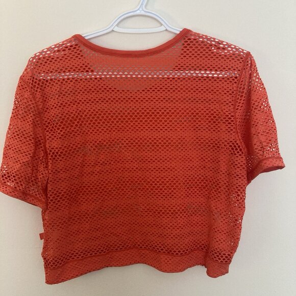 Lululemon Sweat Your Heart Out Crop Shirt Mesh Sunset Orange Size 12 - Picture 4 of 4